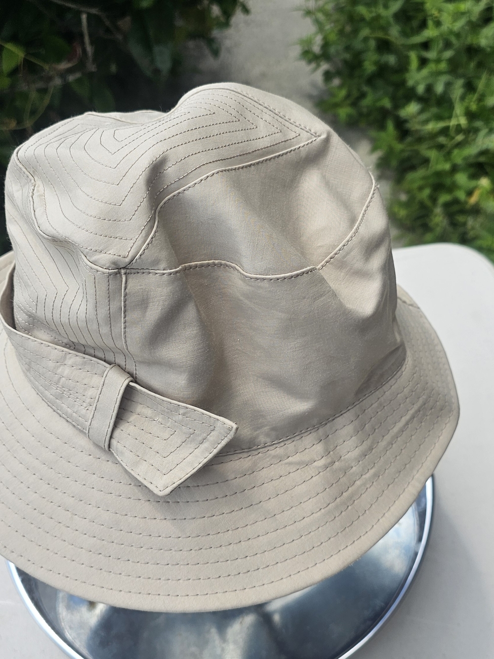 Men's Beige Cotton Bucket Hat with Bow